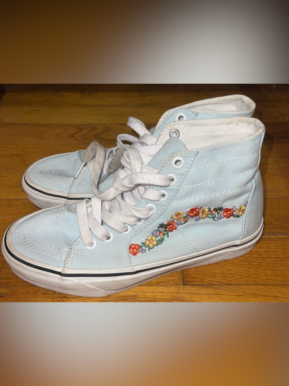 VANS Sk8-Hi Tapered Sneakers Floral Embroidered Women's Canvas Skate Sneakers 7